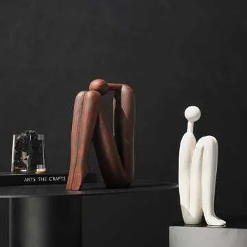 Decorative Bookends for Heavy Books, Thinker Statue Book Holders for Shelves & Office Desk, Abstract Decor Aesthetic Book Ends Stoppers, Modern Bookshelf Decoration