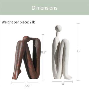 Decorative Bookends for Heavy Books, Thinker Statue Book Holders for Shelves & Office Desk, Abstract Decor Aesthetic Book Ends Stoppers, Modern Bookshelf Decoration