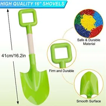 16" Long Kids Beach Spades Sand Shovels Toys Gardening Tools Kit Sandbox Sturdy Scoop Durable Wood Handle ABS Plastic Spade for Garden Sand Snow Backyard Summer Kids Adults 2 Pack- Blue&Green