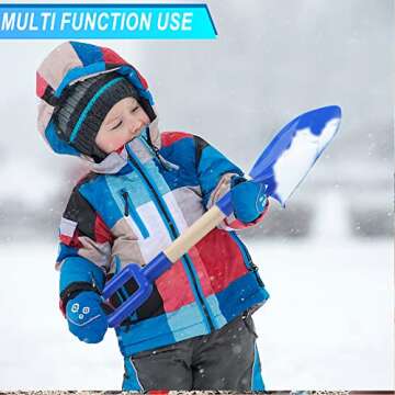 16" Long Kids Beach Spades Sand Shovels Toys Gardening Tools Kit Sandbox Sturdy Scoop Durable Wood Handle ABS Plastic Spade for Garden Sand Snow Backyard Summer Kids Adults 2 Pack- Blue&Green