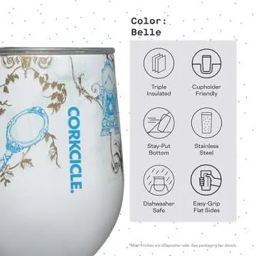 Corkcicle Disney Princess Belle Stemless Wine Tumbler 12oz