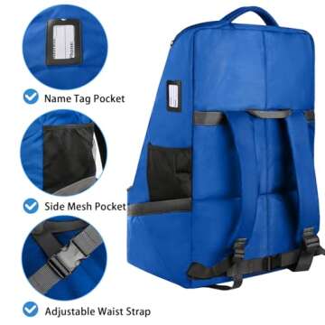 YOREPEK Car Seat Travel Bag, Padded Car Seats Backpack for Air Travel, Heavy Duty Carseat Travel Bag for Airplane, Airport Gate Check Bag (Blue)