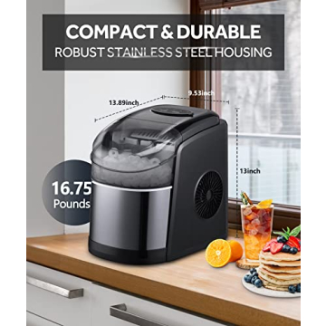 Portable Ice Maker - 26 lbs Daily, Self-Cleaning & Compact
