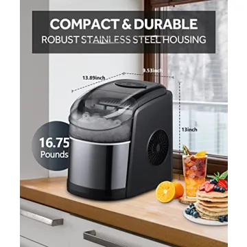 Portable Ice Maker - 26 lbs Daily, Self-Cleaning & Compact