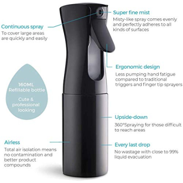 SEKtech 5 PCS Premium Hair Spray Bottles for Styling & More