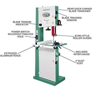 Grizzly Industrial G0513-17" 2 HP Bandsaw for Workshop Precision