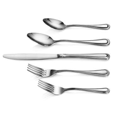 New Star Foodservice 58871 Slimline Pattern, 18/0 Stainless Steel, 60-Piece Flatware Set