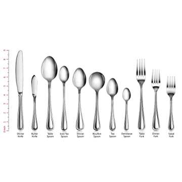 New Star Foodservice 58871 Slimline Pattern, 18/0 Stainless Steel, 60-Piece Flatware Set