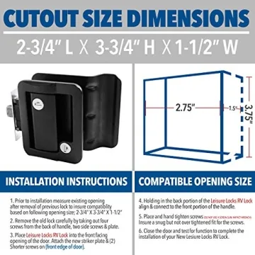 RV Travel Trailer Entry Door Lock Polar Black Paddle Deadbolt