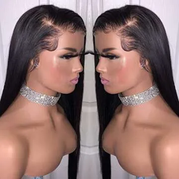 Kun Gang Transparent 13x6 Deep Part Lace Front Human Hair Wigs Pre Plucked With Baby Hair Brazilian Straight Invisible Lace Front Wigs Human Hair For Women Density 150 (18inch)