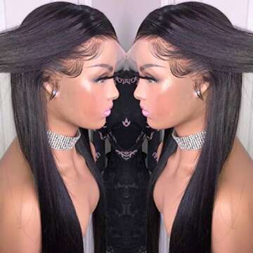 Kun Gang Transparent 13x6 Deep Part Lace Front Human Hair Wigs Pre Plucked With Baby Hair Brazilian Straight Invisible Lace Front Wigs Human Hair For Women Density 150 (18inch)