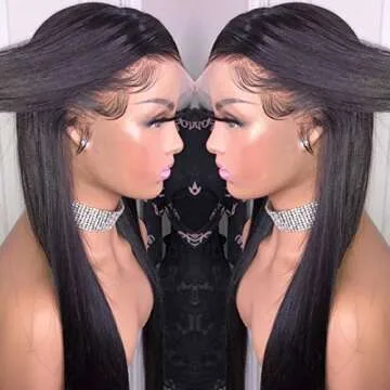 Kun Gang Transparent 13x6 Deep Part Lace Front Human Hair Wigs Pre Plucked With Baby Hair Brazilian Straight Invisible Lace Front Wigs Human Hair For Women Density 150 (18inch)