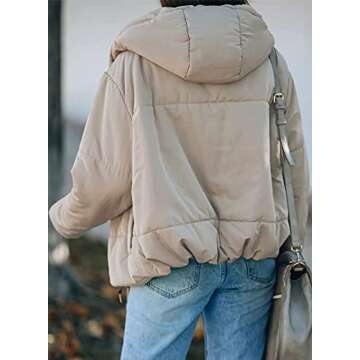 Dokotoo Womens Oversized Fashion Windbreaker Winter Autumn Full Zipper Front Drawstring Hooded Bombe...