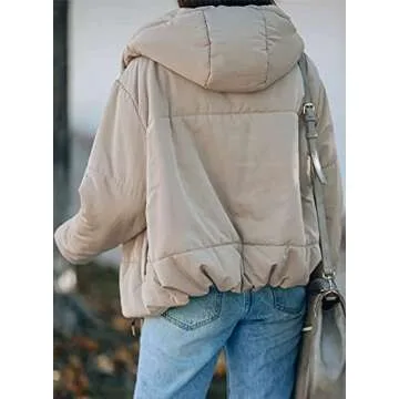 Dokotoo Womens Oversized Fashion Windbreaker Winter Autumn Full Zipper Front Drawstring Hooded Bombe...