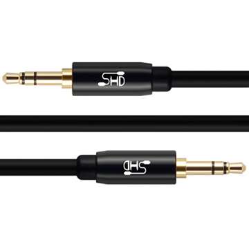 SHD Aux Cable, 3.5mm Audio Cable Aux for Car Auxiliary Audio Stereo Cable 3.5mm Cord Premium Sound Dual Shielded with Gold Plated Connectors-3Feet