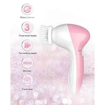 TOUCHBeauty Face Scrubber Exfoliator, Facial Cleansing Brush with 3 Cleanser Heads & 2 Speeds Adjust...