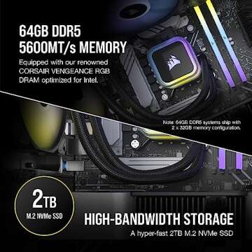 Corsair Vengeance i7400 Series Gaming PC - Liquid Cooled Intel® Core™ i9 12900K CPU - NVIDIA® GeForce RTX™ RTX 4090 GPU - 2TB M.2 SSD - 64GB Vengeance RGB DDR5 Memory - Black
