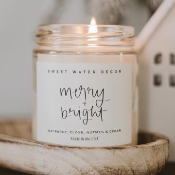 Sweet Water Decor Merry and Bright Candle for Winter