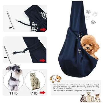 GHIFANT Dog and Cat Sling Carrier Little Pet Carrier Shoulder Crossbody Pet Slings for Outdoor Traveling Subway (Blue)