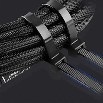 VTECHOLOGY 100Pcs Heavy Duty Industrial Zip Toes Releasable 8 Inch Black Tie Wraps Adjustable Tie wr...