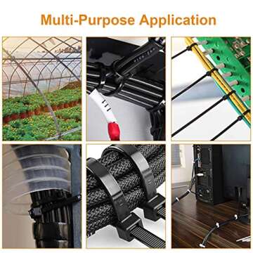 VTECHOLOGY 100Pcs Heavy Duty Industrial Zip Toes Releasable 8 Inch Black Tie Wraps Adjustable Tie wrap Reusable Zip Toes Tie Straps For Garden Plant Secure Vine, Home Office Use