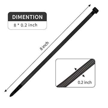 VTECHOLOGY 100Pcs Heavy Duty Industrial Zip Toes Releasable 8 Inch Black Tie Wraps Adjustable Tie wrap Reusable Zip Toes Tie Straps For Garden Plant Secure Vine, Home Office Use
