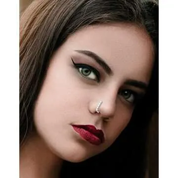 Akeoqi 6Pcs Nose Studs Nose Ring Inlaid Cubic Zirconia L Shaped Studs Lotus Star Heart Nose Nostril Piercing Jewelry for Women Men Sliver Tone 20G