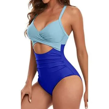 Eomenie Women's One Piece Swimsuits Tummy Control Cutout High Waisted Bathing Suit Wrap Tie Back 1 P...