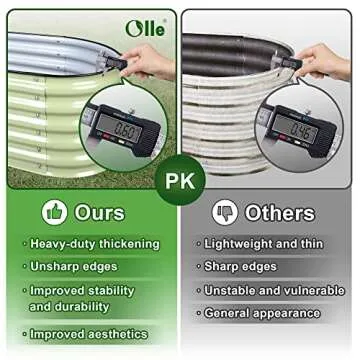 Olle Galvanized Raised Garden Bed Elevated Raised Garden Bed Metal 17" Tall 12-in-1 Grow Herbs and Vegetables Home Garden for Outdoor Backyard, Sage Green 17" Tall