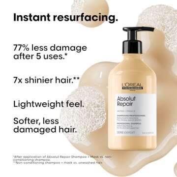 L'Oreal Professionnel Absolut Repair Shampoo | Protein Hair Treatment | Repairs Damage & Provides Shine | Prevents Breakage | With Quinoa & Proteins | For Dry Damaged Hair | 16.9 Fl. Oz.