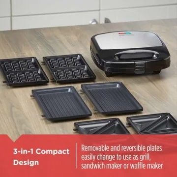 Compact 3-in-1 Black & Decker Waffle Maker and Grill