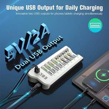 EBL Battery Charger with 8 Bay and Rechargeable Batteries