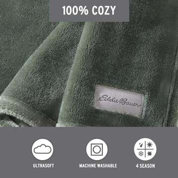 Eddie Bauer - Blanket, Super Soft Reversible Sherpa & Brushed Fleece Bedding, Throw Blankets for Cou...