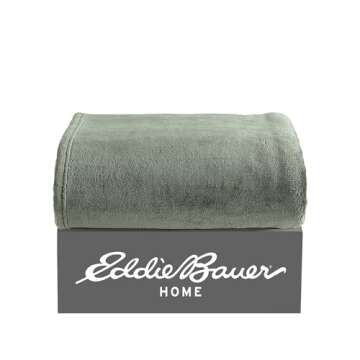 Eddie Bauer - Blanket, Super Soft Reversible Sherpa & Brushed Fleece Bedding, Throw Blankets for Couch, Ideal for Lounging (Ultra Lux Solid Green)