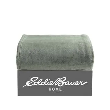 Eddie Bauer - Blanket, Super Soft Reversible Sherpa & Brushed Fleece Bedding, Throw Blankets for Couch, Ideal for Lounging (Ultra Lux Solid Green)