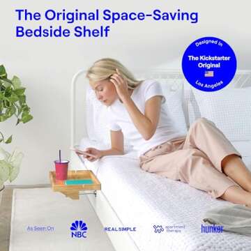 BedShelfie Bedside Shelf for Bunk Bed & Top Bunk, College Dorm Room Essentials, Loft Nightstand, Flo...