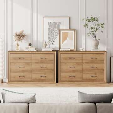 HIFIT 6 Drawer Double Dresser - Rustic Charm Meets Modern Style