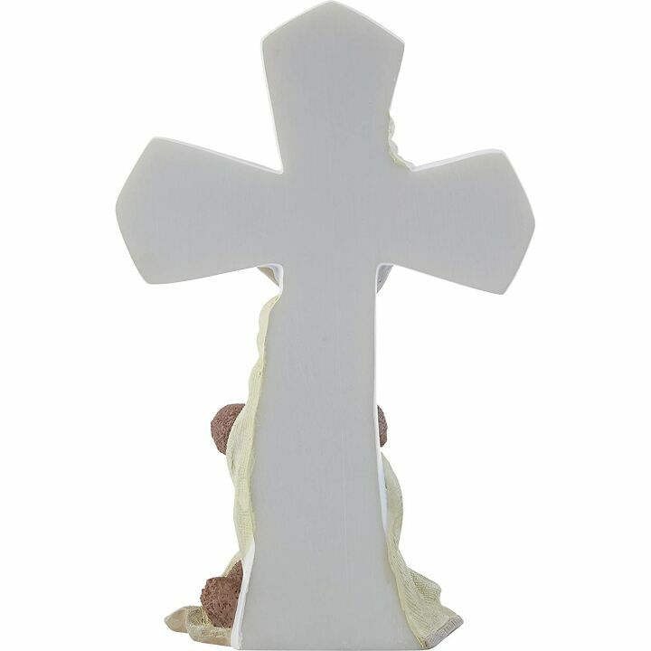 Jesus Loves Me Bear Resin Cross - Colorful Décor