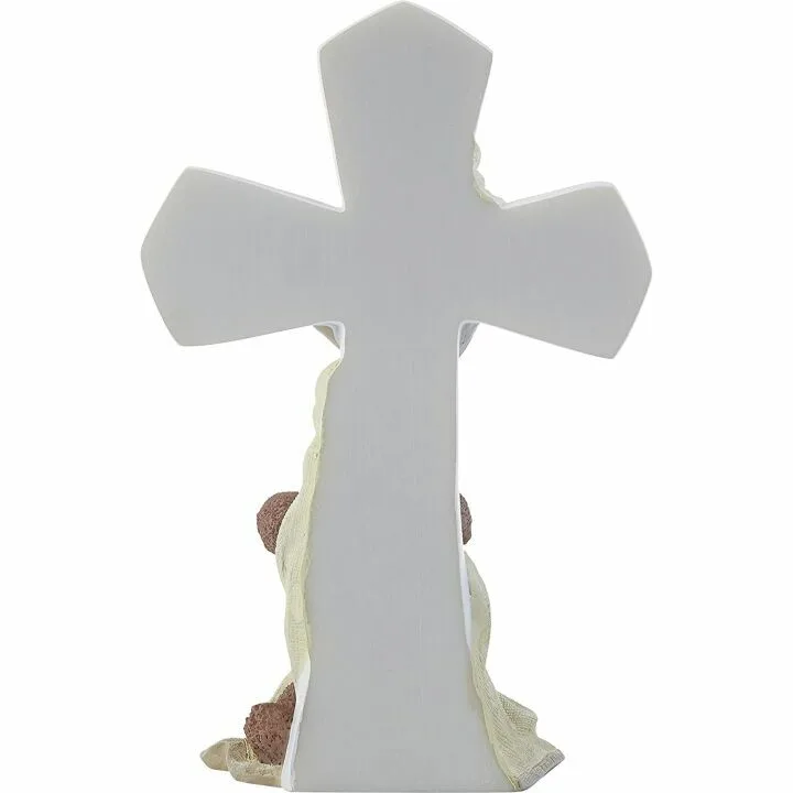 Jesus Loves Me Bear Resin Cross - Colorful Décor