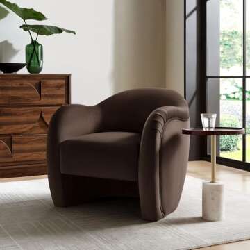 Modway Compose Barrel Chair with Chocolate Brown Velvet – Elegant Curved Upholstered Accent Chair