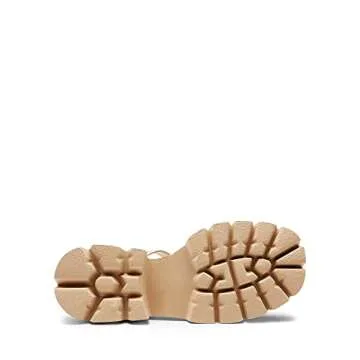 DREAM PAIRS Women's SDHS2316W Lug Sole Low Platform Chunky Block Heels Square Toe Ankle Straps Sandals Nude Size 8.5