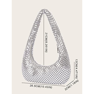 DJBM Women's Silver Clutch Purse for Evening Events