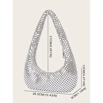 DJBM Women's Silver Clutch Purse for Evening Events