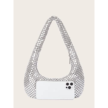 DJBM Women's Silver Clutch Purse for Evening Events