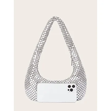 DJBM Women's Silver Clutch Purse for Evening Events