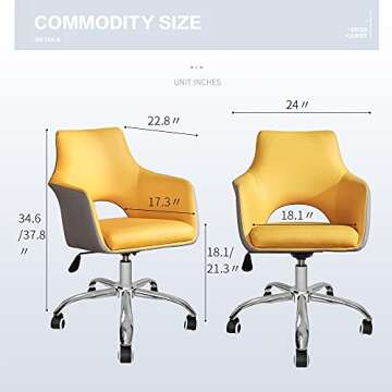 Zerifevni Desk Chair, Gaming Chairs Swivel Adjustable Height, PVC Leather Easy to Clean, Breathable with Armrests Lumbar Support for Home