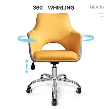 Zerifevni Desk Chair, Gaming Chairs Swivel Adjustable Height, PVC Leather Easy to Clean, Breathable with Armrests Lumbar Support for Home