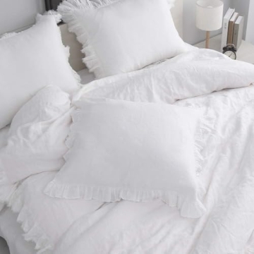 Simple Opulence 100% Linen Euro Pillowcase Set Ruffle