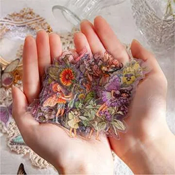 180Pcs Vintage Fairy Stickers for for Journaling, Transparent Flower Fairy Stickers for Scrapbook Junk Journal Supplies Bullet Journaling DIY Crafts Album Phone Cases Laptops Calendars Notebook (NO.1)