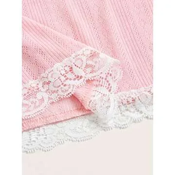 SOLY HUX Women's Lace Trim Cami Top in Solid Pink